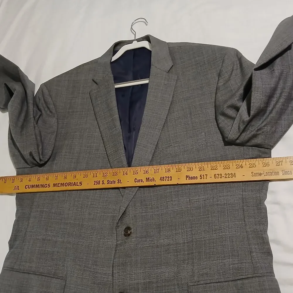 Jos.A.Bank Brrr Comfort blazer 48L Slate Grey Wool Tailored-Fit Plaid Classic